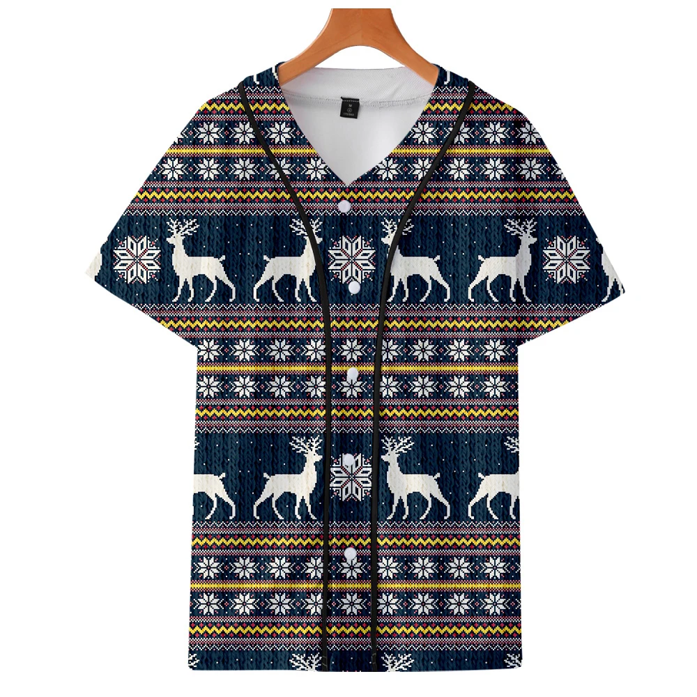 Рождественская Мужская рубашка с рисунком, короткий рукав, свободная повседневная гавайская рубашка, Рождественская мужская летняя модная уличная одежда, парные рубашки
