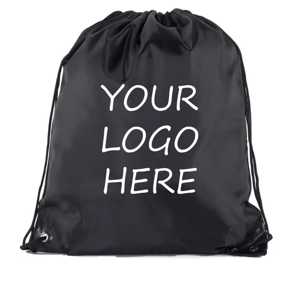 

500pcs/lot Reusable 210D Polyester Silk Screen Printing Nylon Drawstring Bag Backpack Shopping Bag for Kids Toys Travel Shoes