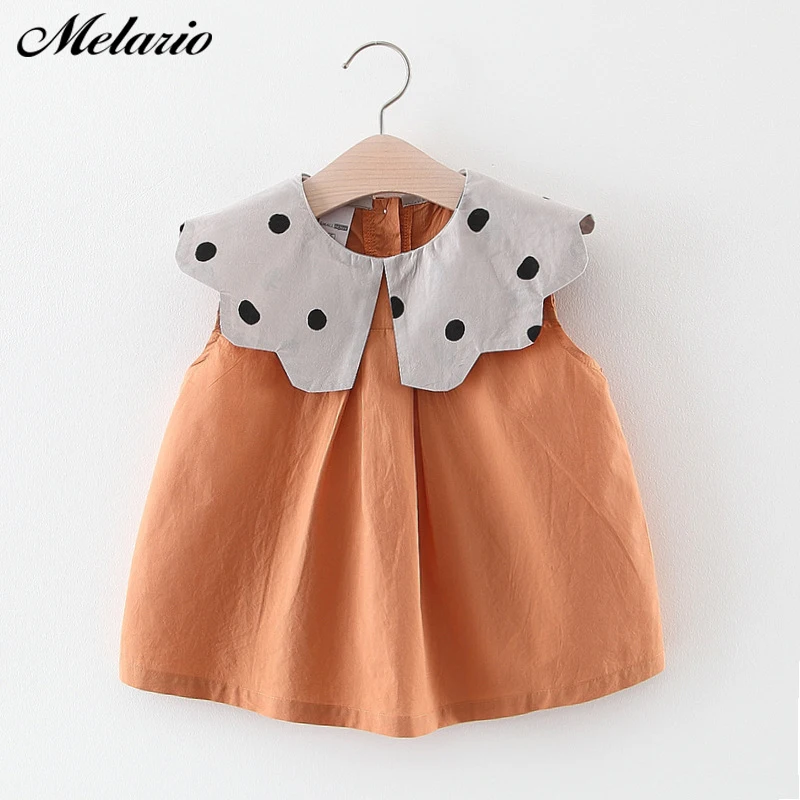 AX1110Orange Melario/платье для маленьких девочек; Детские платья для девочек; Летние сетчатые платья принцессы в горошек с бантом; платья на бретелях; одежда для маленьких девочек - Цвет: AX1110Orange