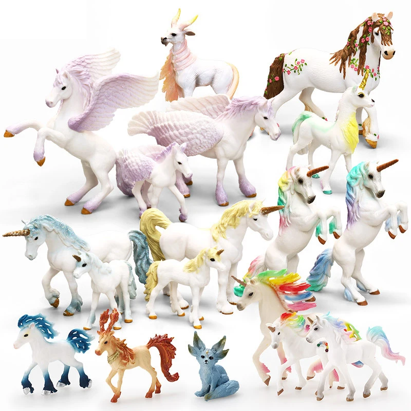 

24 European Myth Unicorn Pegasus Elf Solid Model Decoration Animal Fairy Action Character Children Collection Toy jm25