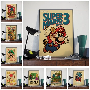 

HD Retro Super Mario Watercolor Home Decoration Nursery Kids Room Painting Cartoon Home Decor Art Decor posters canvas painting