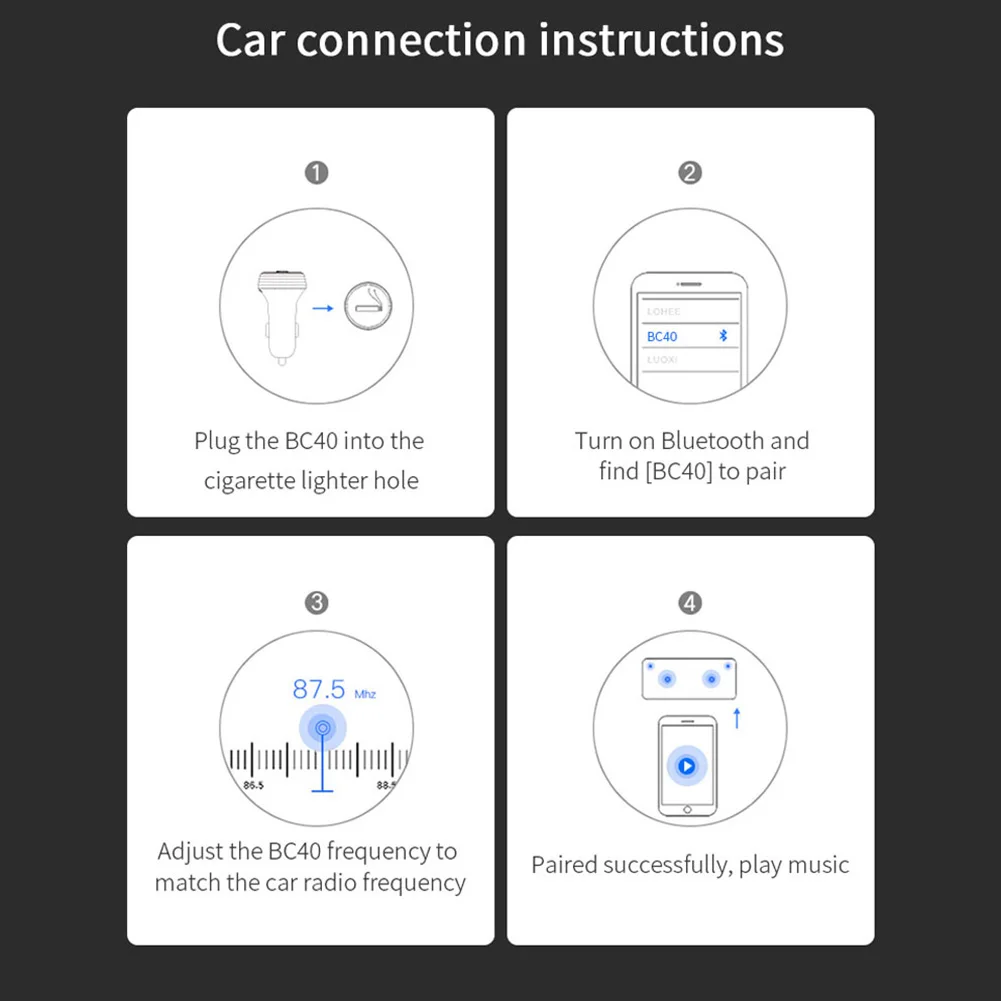 Handsfree Wireless Bluetooth Car Kit FM Transmitter MP3 Player Dual USB Charger