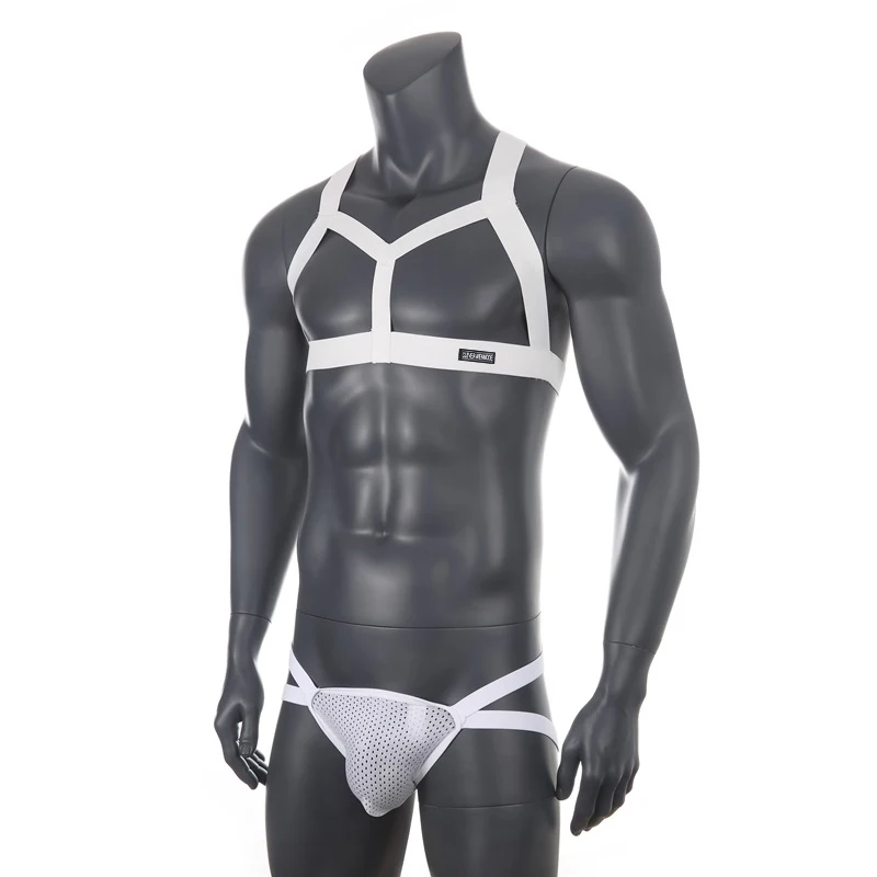 CLEVER-MENMODE Men Body Chest Harness Thongs Set Elastic Shoulder Strap Lingerie Jockstrap Stage Clubwear G String Costume Sexy Bondage Tops -Zentai shop online H8d2d4fb0876749bd9f2e9a0d792506944.jpg