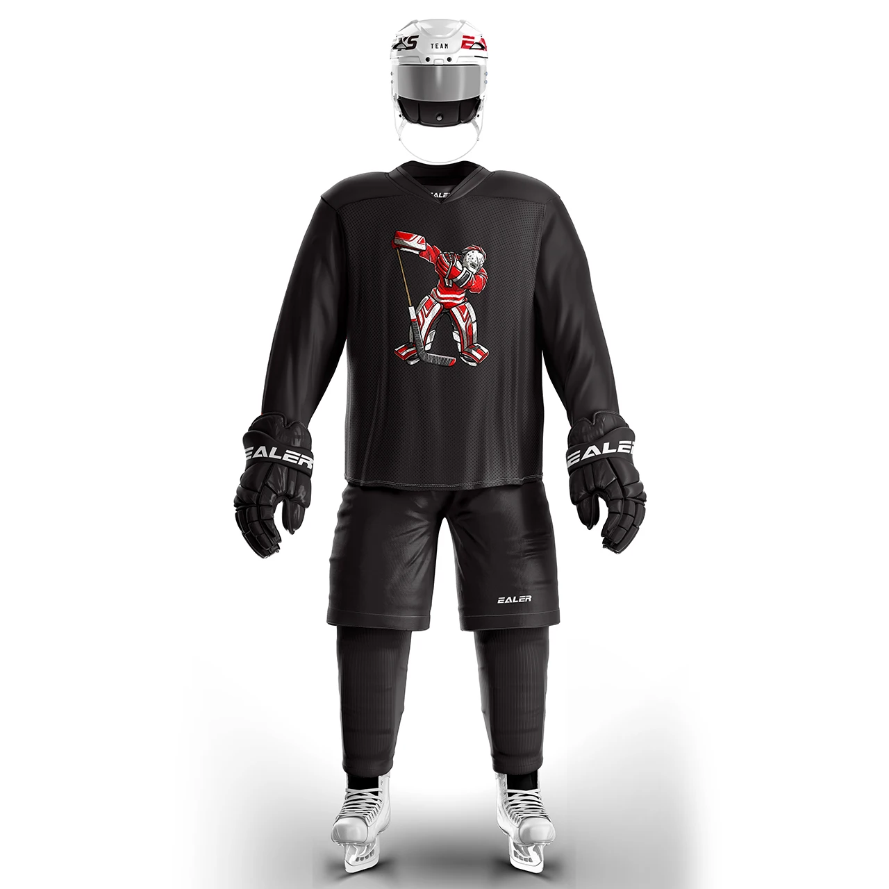 thumbnail image 1 of Camiseta de práctica de hockey sobre hielo personalizada, negra, ligera, delgada y transpirable, de alta calidad, serie H80 y camiseta de calle grande (todos los tamaños), 1 of 5
