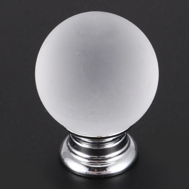 BMBY-8-IN-1 Diameter 30mm Clear Round Ball Crystal Glass Cabinet Knob Cupboard Drawer Pull Handle, Come with 3 Kinds of Screws