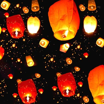 

10PCS Chinese Paper Sky Flying Wishing Lanterns Fly Candle Lamps Christmas Party Wedding Decoration