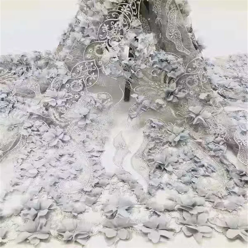 Нигерийская кружевная ткань высокое качество кружева 3d кружевная ткань Свадебные белые африканские с блестками нигерийские французские кружевные ткани SL16