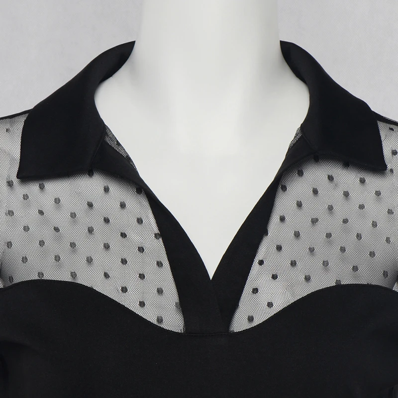 Женская сексуальная модная сетчатая Лоскутная однотонная Повседневная прозрачная рубашка с длинными рукавами Женская Тонкая Блузка хараджуку SJ4333M