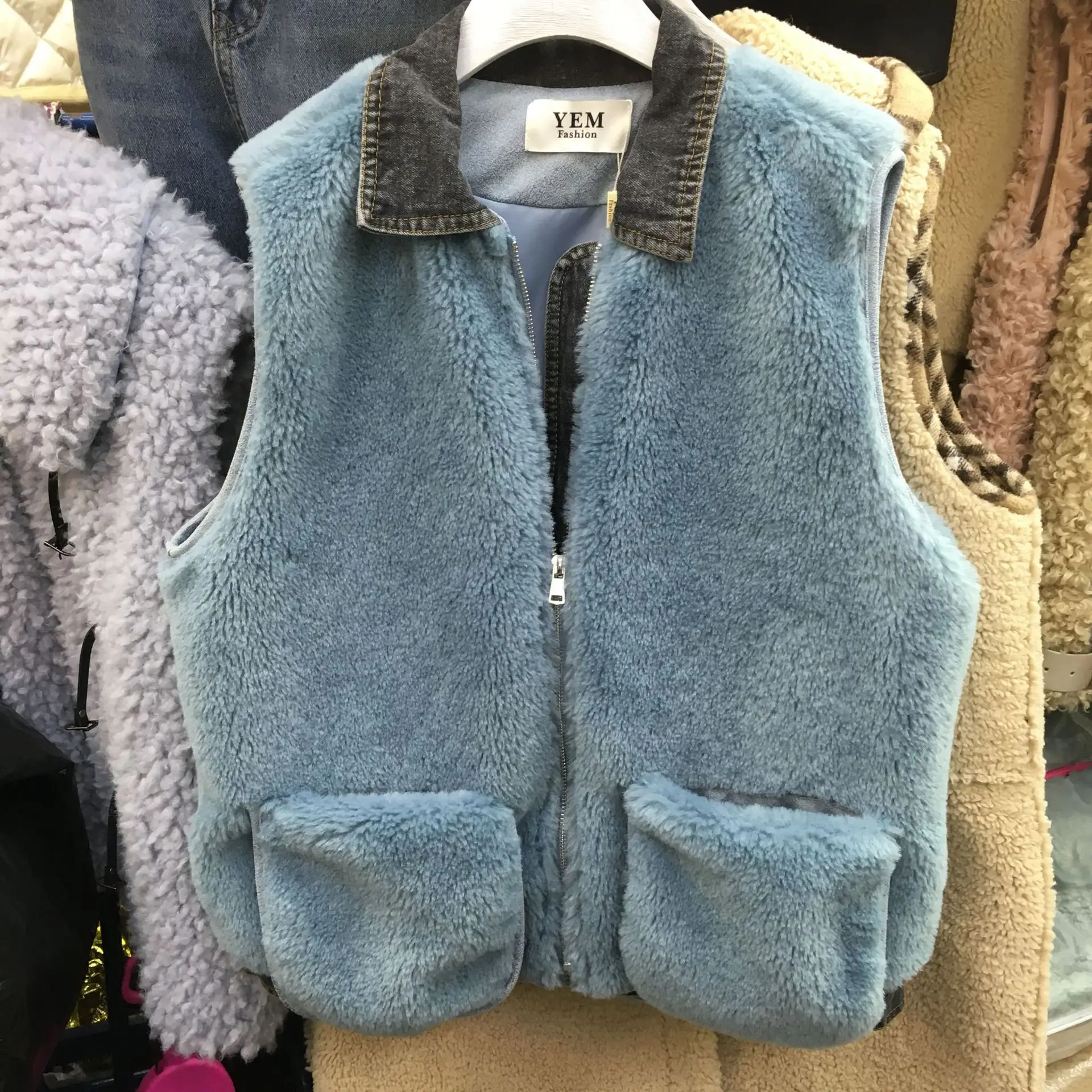 

Leather And Fur Vest Women's 2019 New Style Fall And Winter Clothes Loose Cowboy Joint Lambs Wool Short Vest Vest Women's