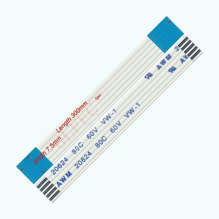 5pin 1,25 шаг 130 мм-1000 мм a-тип Гибкий плоский кабель FFC awm 20624 ROHS для ttl lcd DVD Компьютера - Цвет: 300