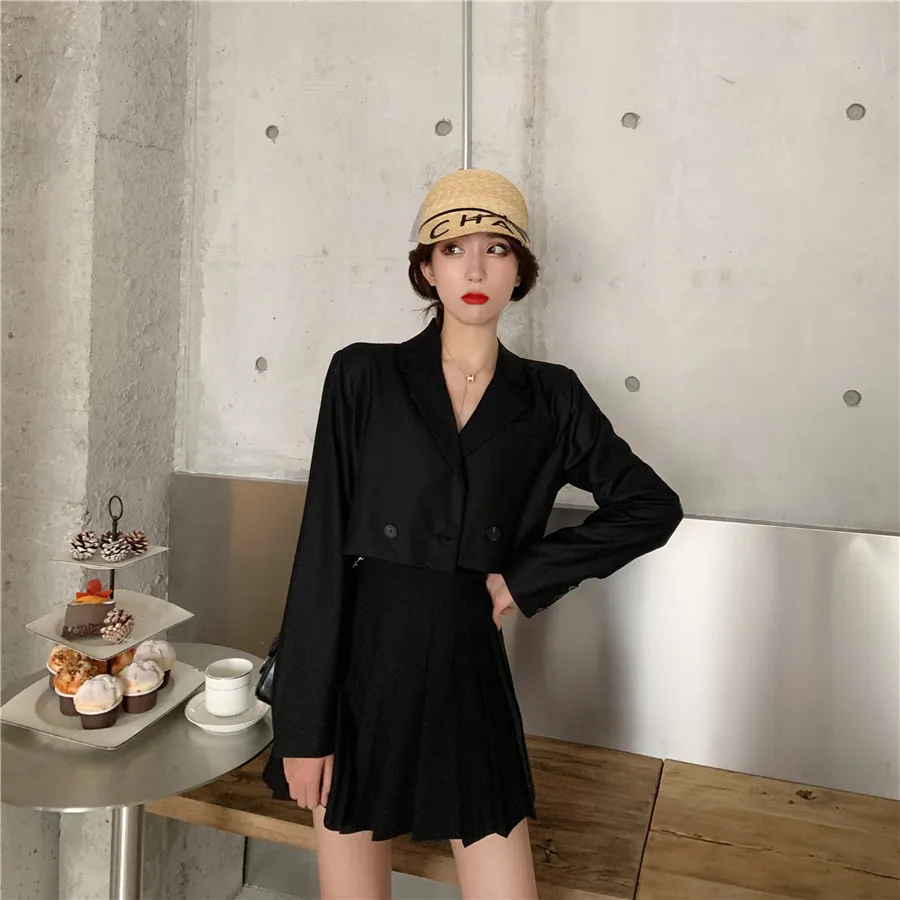 Summer New Style Korean-style Fashion Casual Short Fold-down Collar Suit Jacket Women's Versatile Long Sleeve Elegant Tops