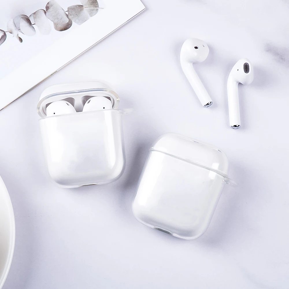 Кристальный беспроводной чехол для наушников с Bluetooth AirPods 2 1 прозрачный