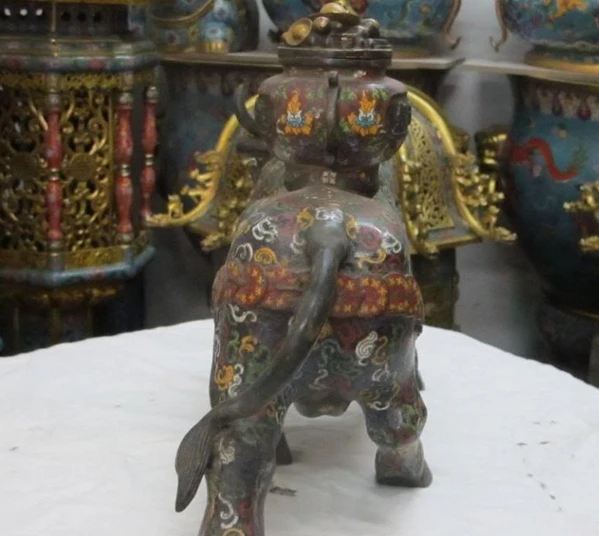 001427 2" Китайский Старый Бронзовый Cloisonne собрать для денег, богатства Быка статуя животного