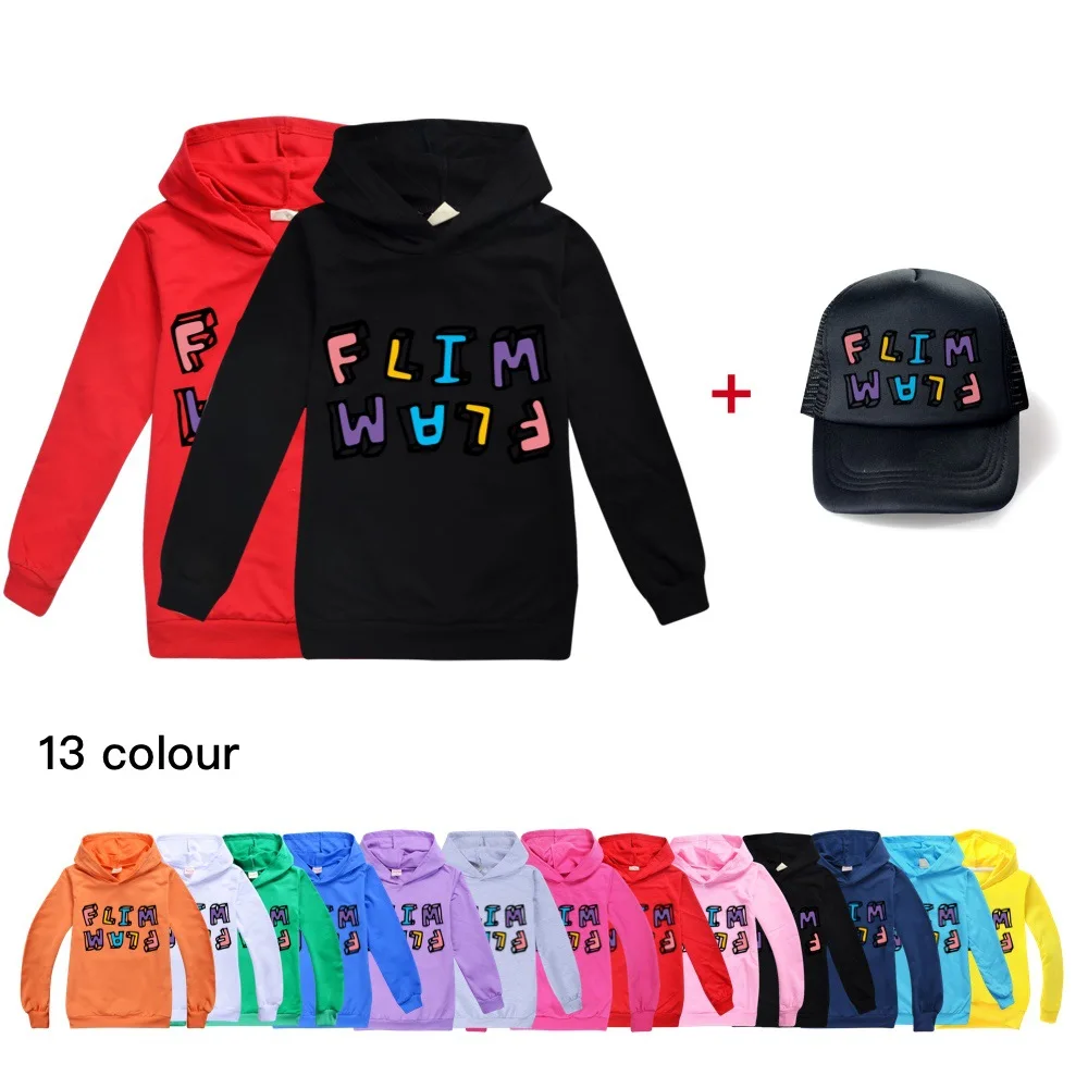 New Fashion Cartoon Flamingo Flim Flam Kids Hoodies Long Sleeve Hooded Clothes Bing Boys Tops T Shirts Cap hat 2pcs |