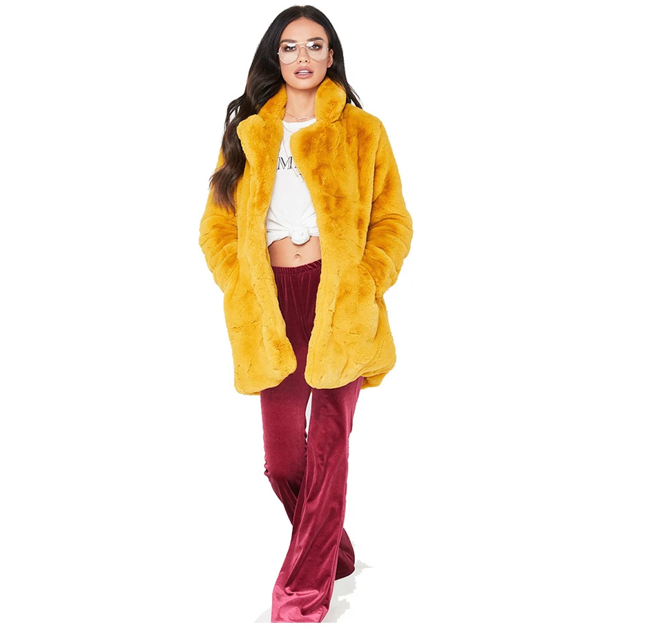 Толстое теплое меховое пальто для женщин, зимнее плюшевое пальто из искусственного меха, пушистое женское Свободное пальто с длинным рукавом, куртки размера плюс 4XL