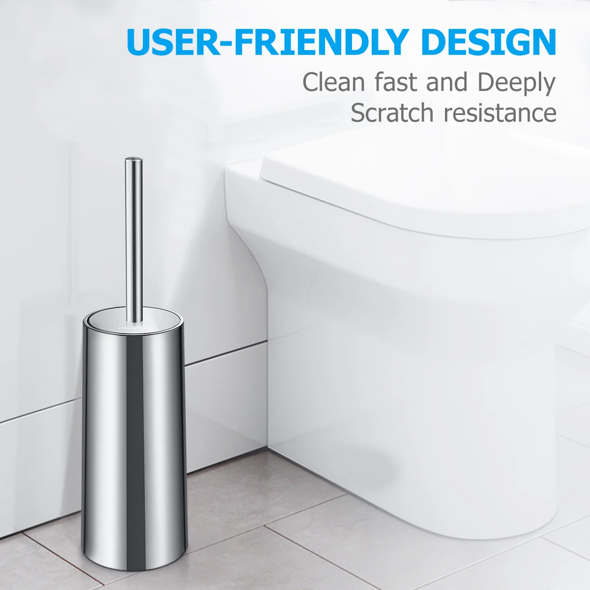 Toilet Brush and Holder Set Good Grip Compact Stainless Steel Toilet Bowl Cleaner Brush Set for Bathroom Cleaning Brush Set