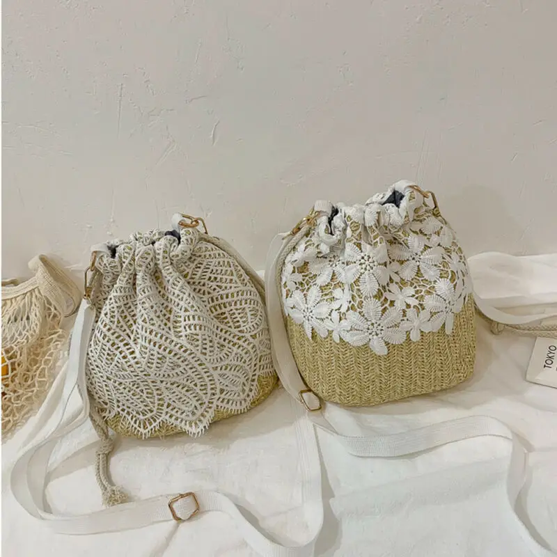 Плетеная соломенная сумка-тоут на ремне для женщин богемный Плетеный тоут через