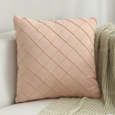 Pink Grey Cushion Cover Soft Faux Suede Diamond Home Decorative Pillow Cover For Couch Bed Chair 45x45cm/30x50cm - Цвет: Light Pink