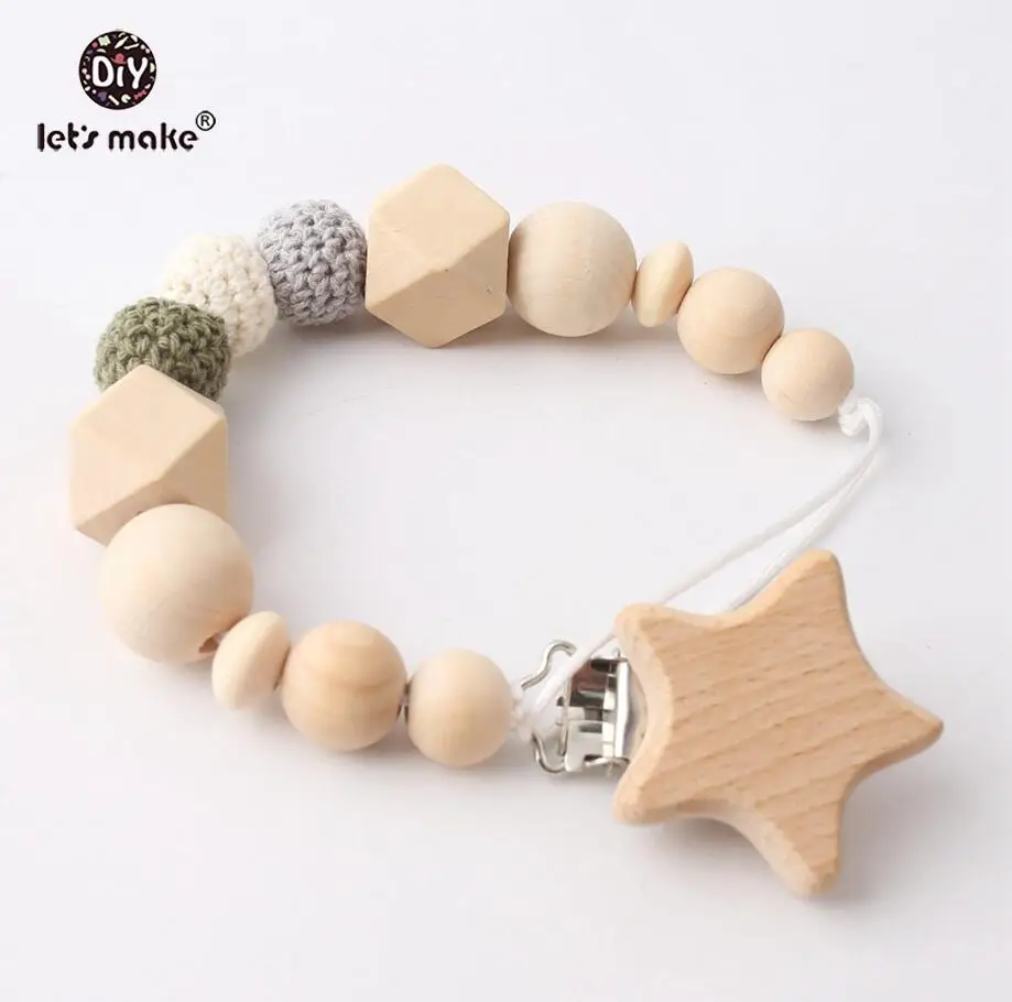 gray clip chain Давайте сделаем деревянную соску клипса цепь 1 шт. бук дерево Teethingl пустышка клипса ребенок прорезывание зубов шестигранные бусины Прорезыватель крючком держатель бусин - Цвет: gray clip chain