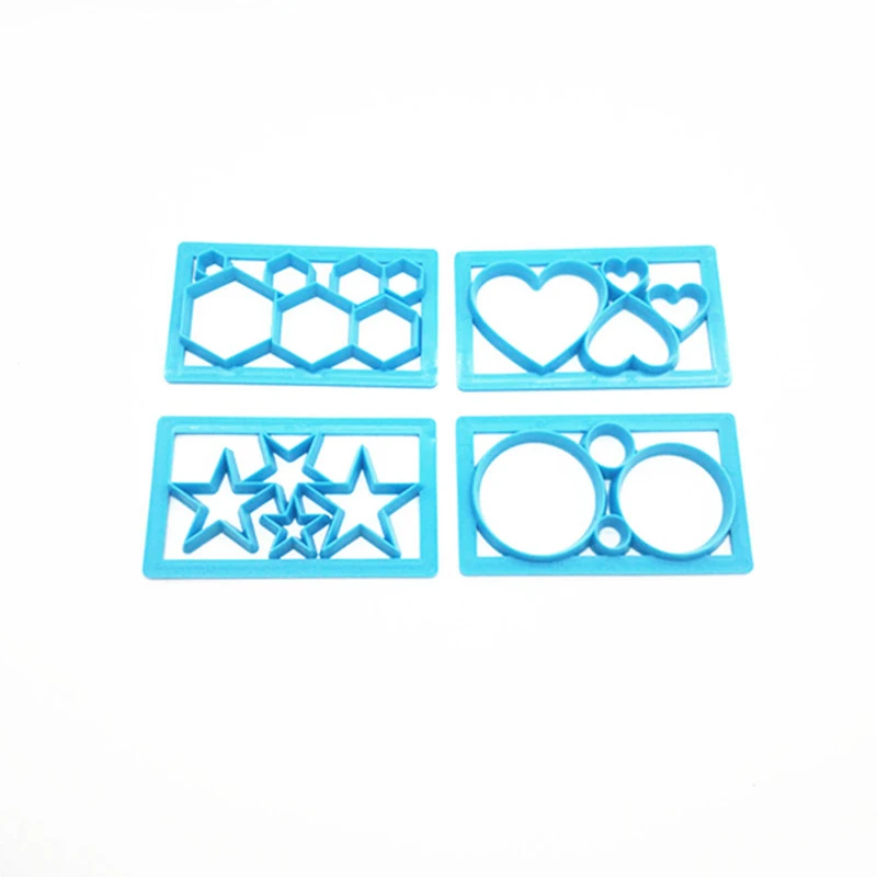 

4pcs/set DIY Baking Mold Love Stars Football Shaped Fondant Cake Tool Set Plastic Biscuit Embossing Die Cutter Cookies Mold Tool