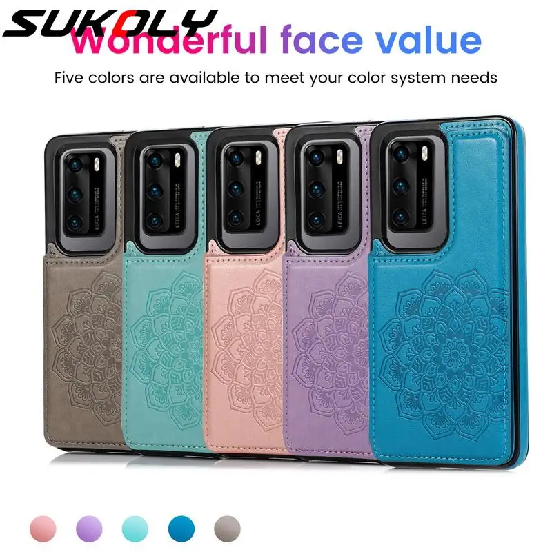 Мандала Цветы из тисненой кожи для телефона с держателем карт и подставкой