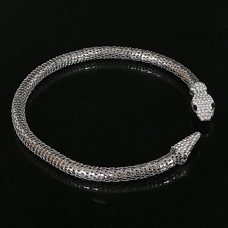 Позолоченное и посеребренное ожерелье-змейка Колье женское колье Femme Bijoux Black Gun короткое колье, цепочка с кристаллами
