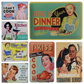 

American Retro Poster Pin Up Girl Tin Signs Decor Plaque Vintage Metal Painting Wall Cafe Club Bar Kitchen Home Decor
