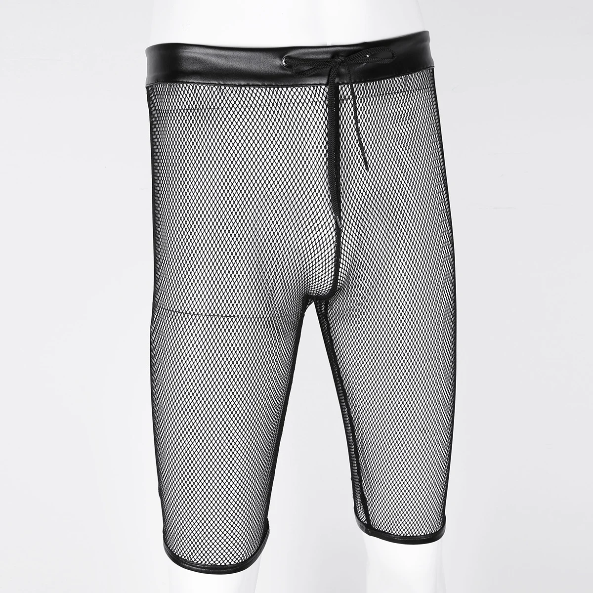 Mens Sissy Panties Lingerie See Through Mesh Fishnet Drawstring Lounge Pants Boxer Shorts Exotic Transparents Underwear for Sex
