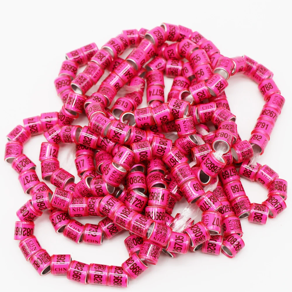 100pcs 100 шт алюминиевый пластиковый материал многоцветное кольцо для ног голубя с цифрами буквами и птицами кольца для ног инструменты для переноски голубей - Цвет: 100pcs