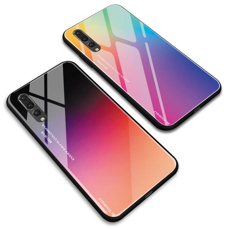 Будьте собой для huawei P9 P10 P20 P30 Plus Pro lite Honor 8 9 10 lite 9i 8C 8X Gradation закаленное стекло задняя крышка чехол для телефона