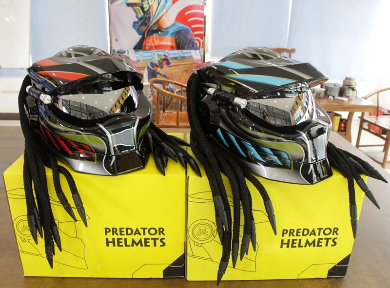 Шлем мото Хищник Черный анфас мотоциклетный крутой шлем кожаный мужской персонализированный Casco Predator Ретро винтажный мотоциклетный шлем