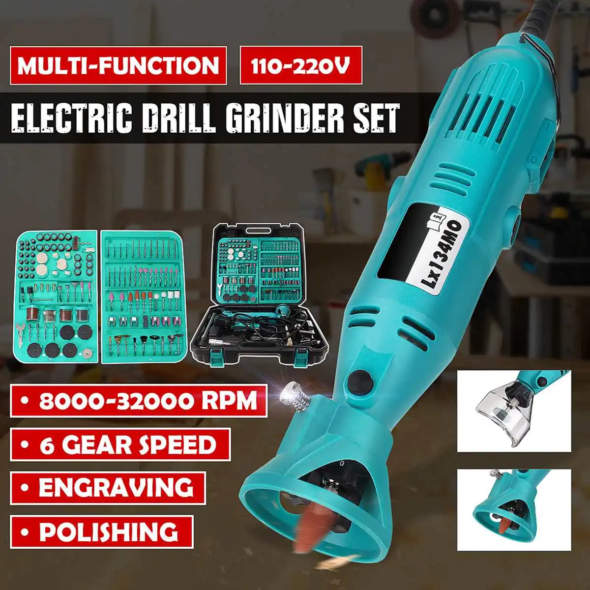 

32000RPM 130W Multi-function High-power Electric Grinding Set 6 Gear Speed Drill Grinder Tool For Milling Polishing