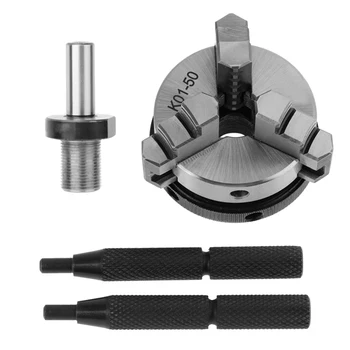 

K01 50 Manual Chuck Set Tools Easy Use Household Lathe Rotary Self Centering Scroll 3 Jaw Woodworking Mini Accessory With Handle