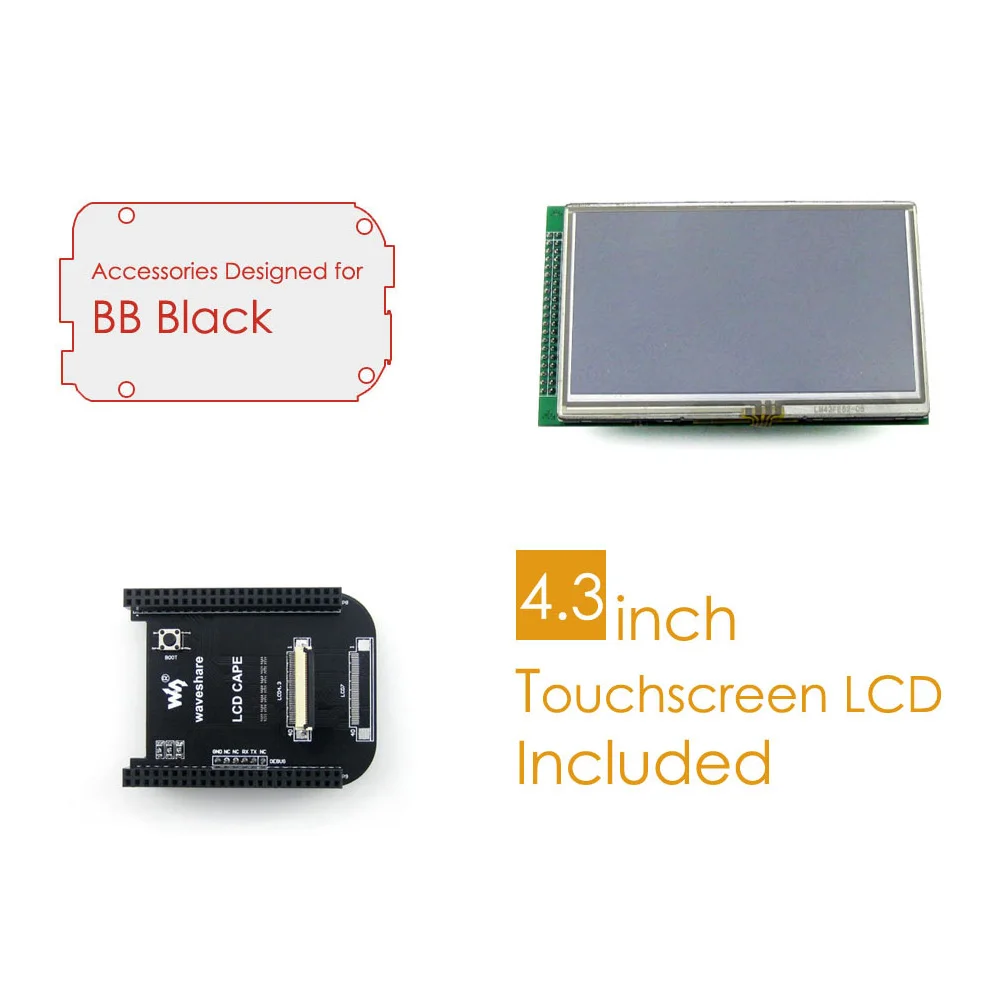 ShenzhenMaker Waveshare BB Черный Acce C Мини ПК BeagleBone черный в том числе BB Черный плата расширения ЖК-накидка 4,3 дюймов сенсорный ЖК-дисплей