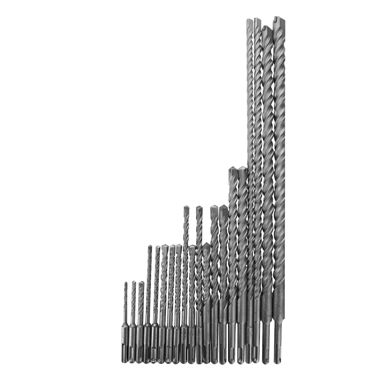 

20Pcs 110-450mm Long CR Steel Straight For Rotary Tool Woodworking Drilling Tools Wood Spiral Drill Bits Set Drill Bits