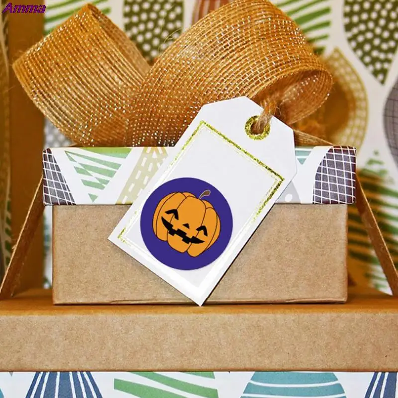 Hot sale 500Pcs/Roll 1 inch/2.5cm Halloween Christmas Pumpkin Decor Labels Seal Stickers DIY Gift Paper Sticker