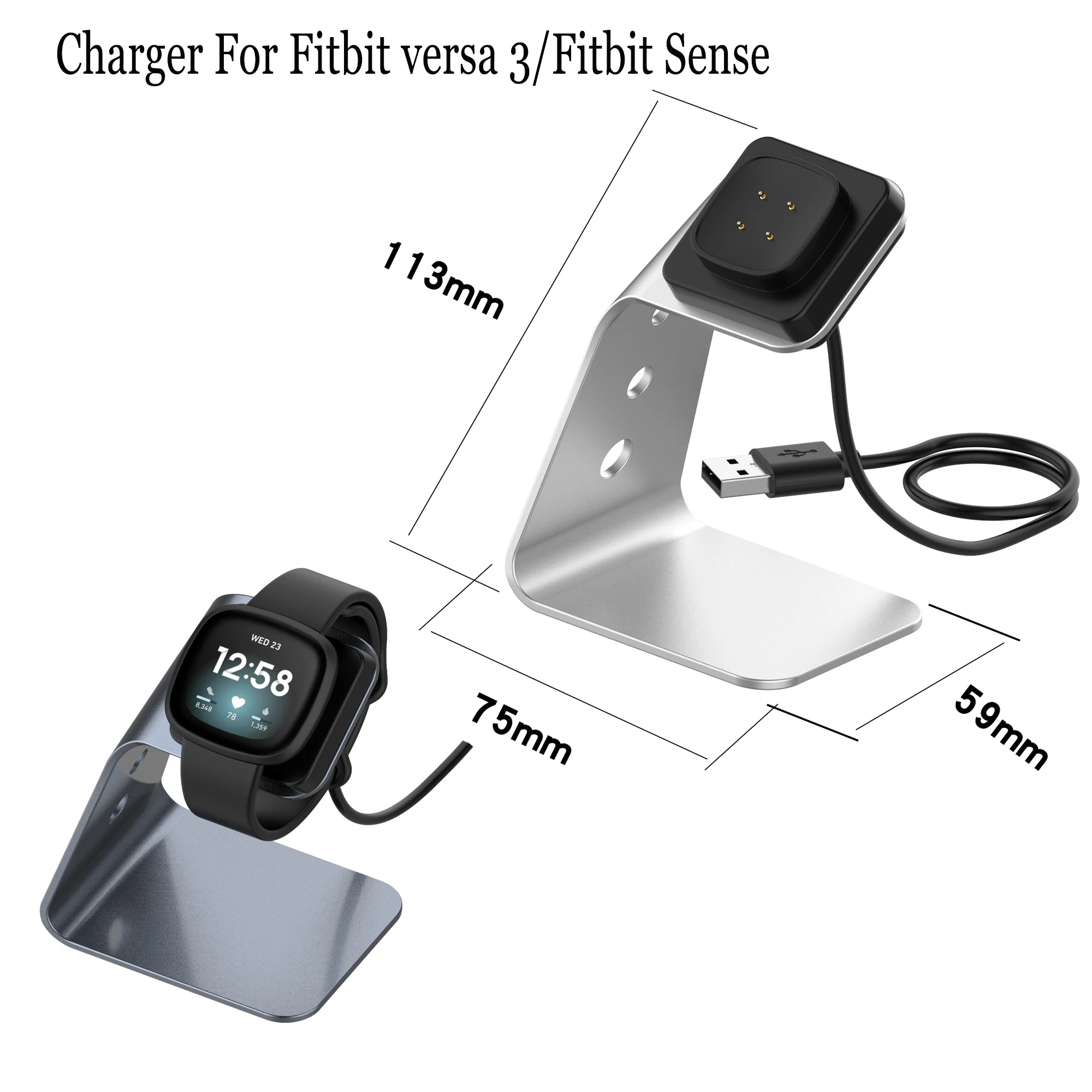 KIMILAR Charger Compatible with Fitbit Sense/Fitbit Versa 3 Charging Station, 