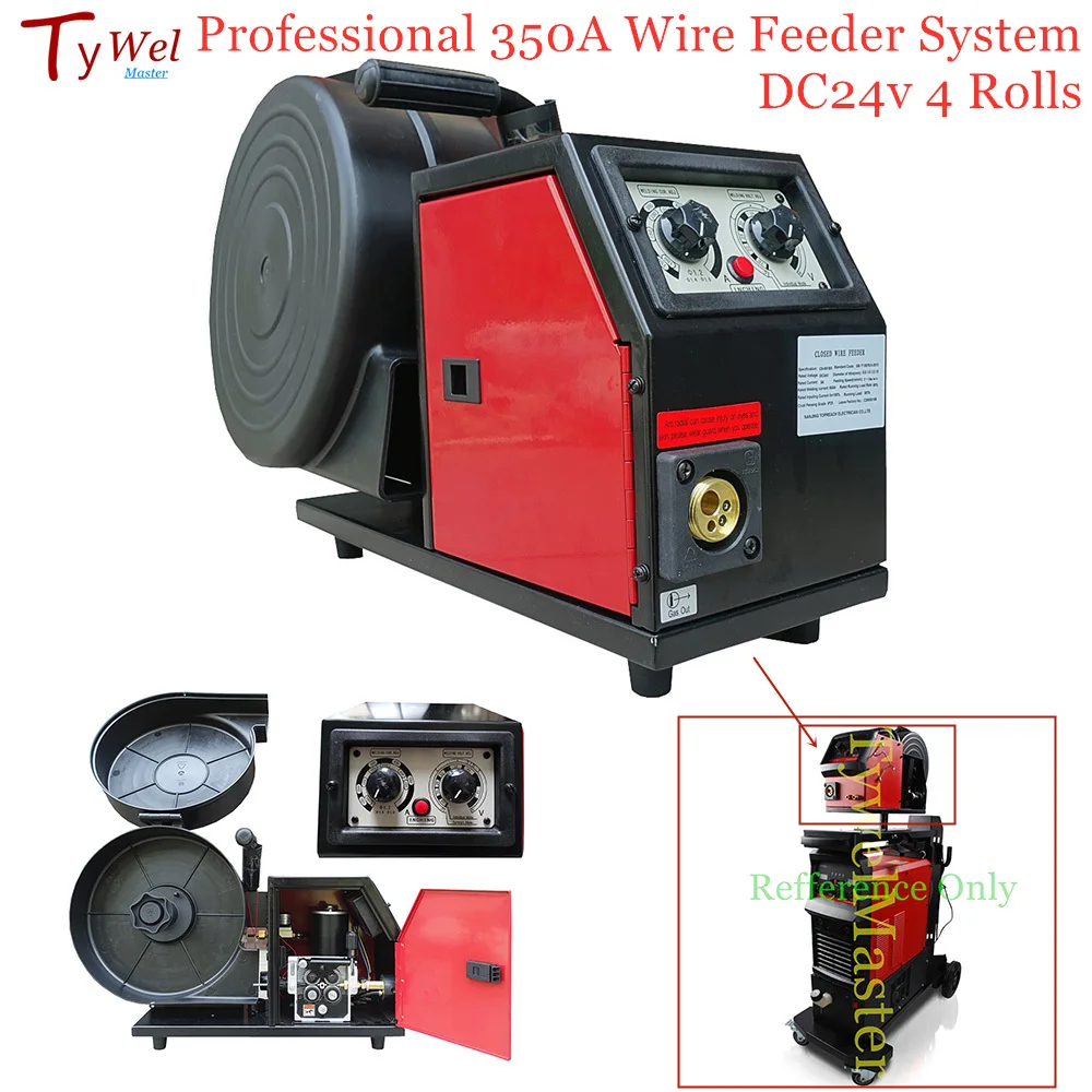 Professional 350A Wire Feeder DC24v 4 Rolls 0.8-1.6mm Feed Rolls 300mm Spool MIG Welding Machine Remote Control Wire Feeder
