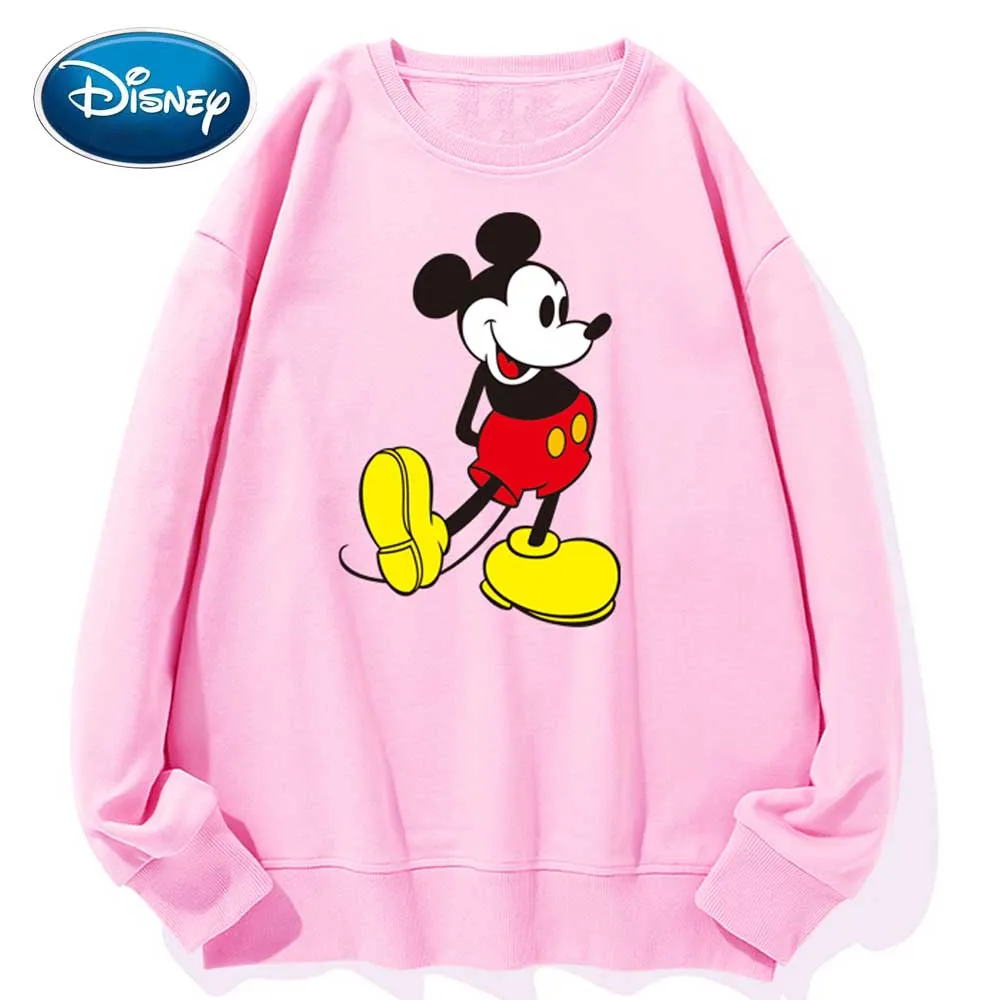 

Disney Stylish Mickey Mouse Cartoon Print O-Neck Pullover Couples Unisex Women T-Shirt Long Sleeve Loose Tops S - 3XL 9 Colors
