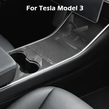 

4pcs/set Central Control Water Cup Holder Panel patch Cover For Tesla Model 3 Decoration Car Interior accessories Carbon Fiber