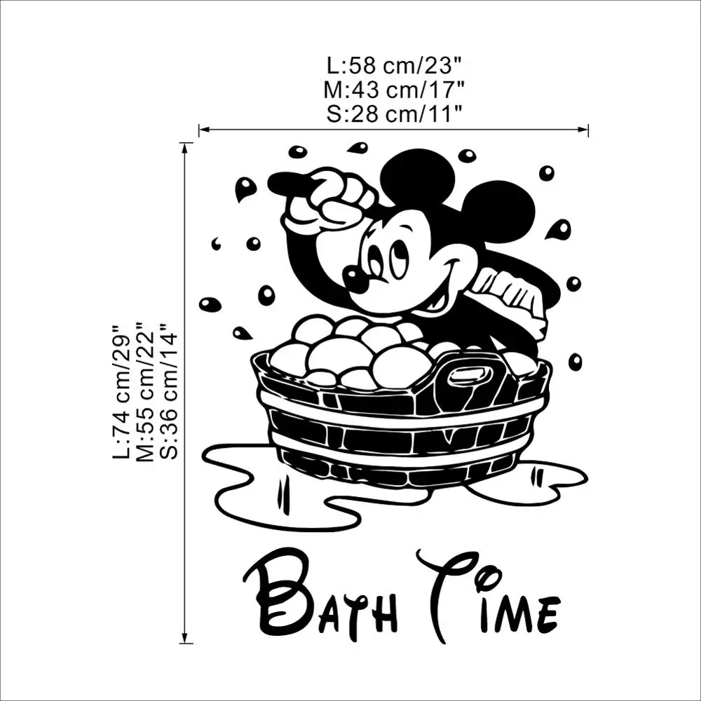 Disney Mickey Mouse Wall Stickers For Kids Bathroom Accessories Home Decorative Decorative Vinyl Kids Room Decoration Wall Stickers Aliexpress