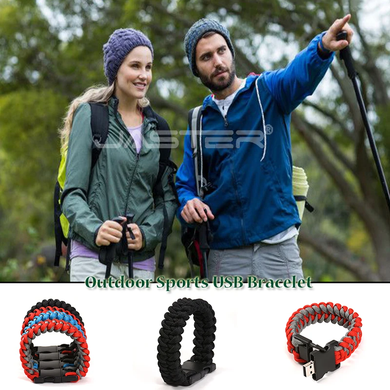 JASTER Nylon Braided Bracelets USB flash drive Pen drive Outdoors U disk Bangles 4GB 8GB 16GB 32GB 64GB 128GB External Storage