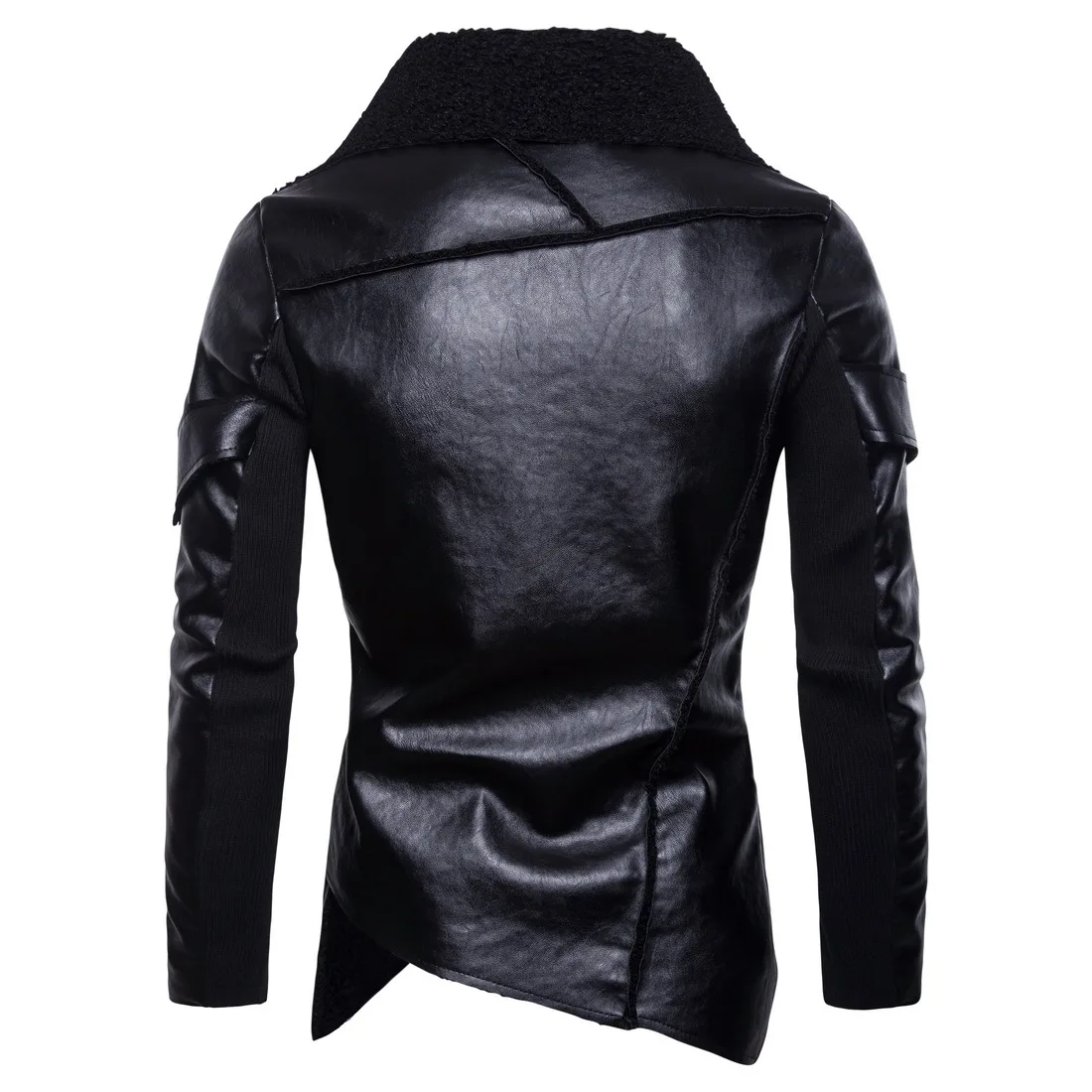 Popular Mens Leather Jackets Motorcycle Stand Collar Zipper Pockets Male US Size PU Coats Biker Faux Leather Fashion Outerwear Black