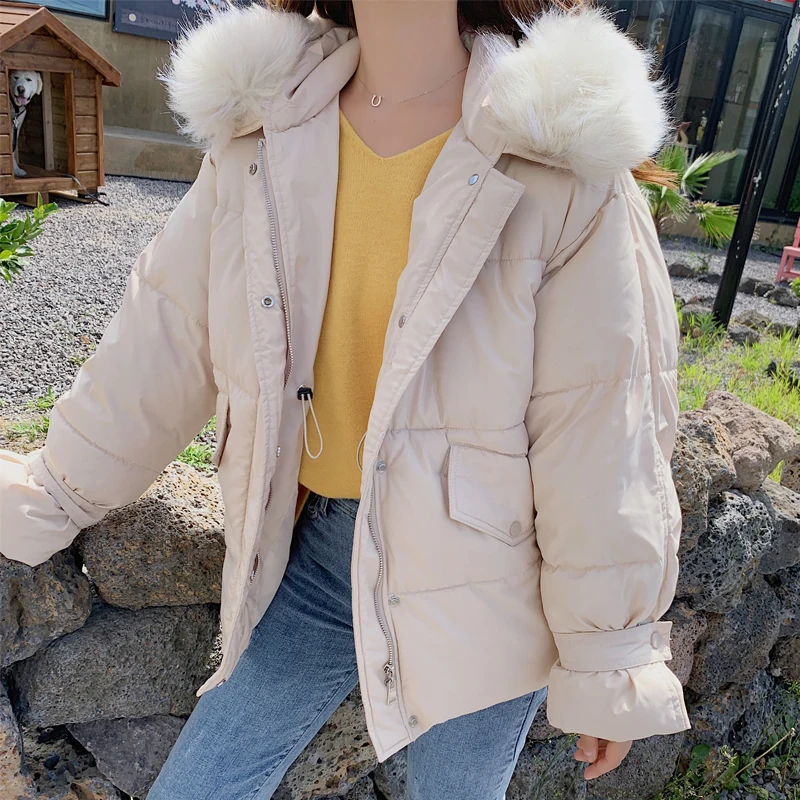 

Winter Women Short Jacket Female Short Parka With Hooded Fur Collar Cotton Warm Padded For Autumn Overcoat New Fashion Jackets
