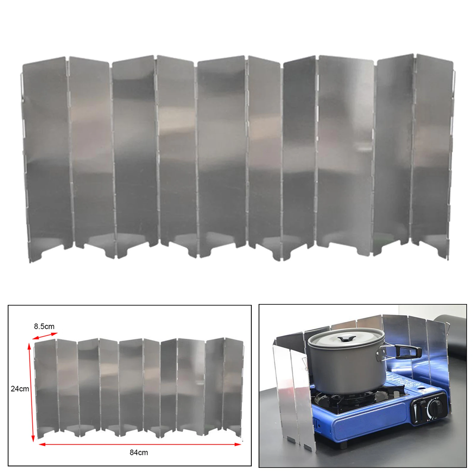 Folding Outdoor Stove Windscreen 10 Plates Aluminum Camping Stove Windshield for Outdoor Hiking Picnic Traveling
