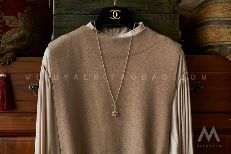 Lantern Sleeve Shirt Knitted Vest Two-piece Set