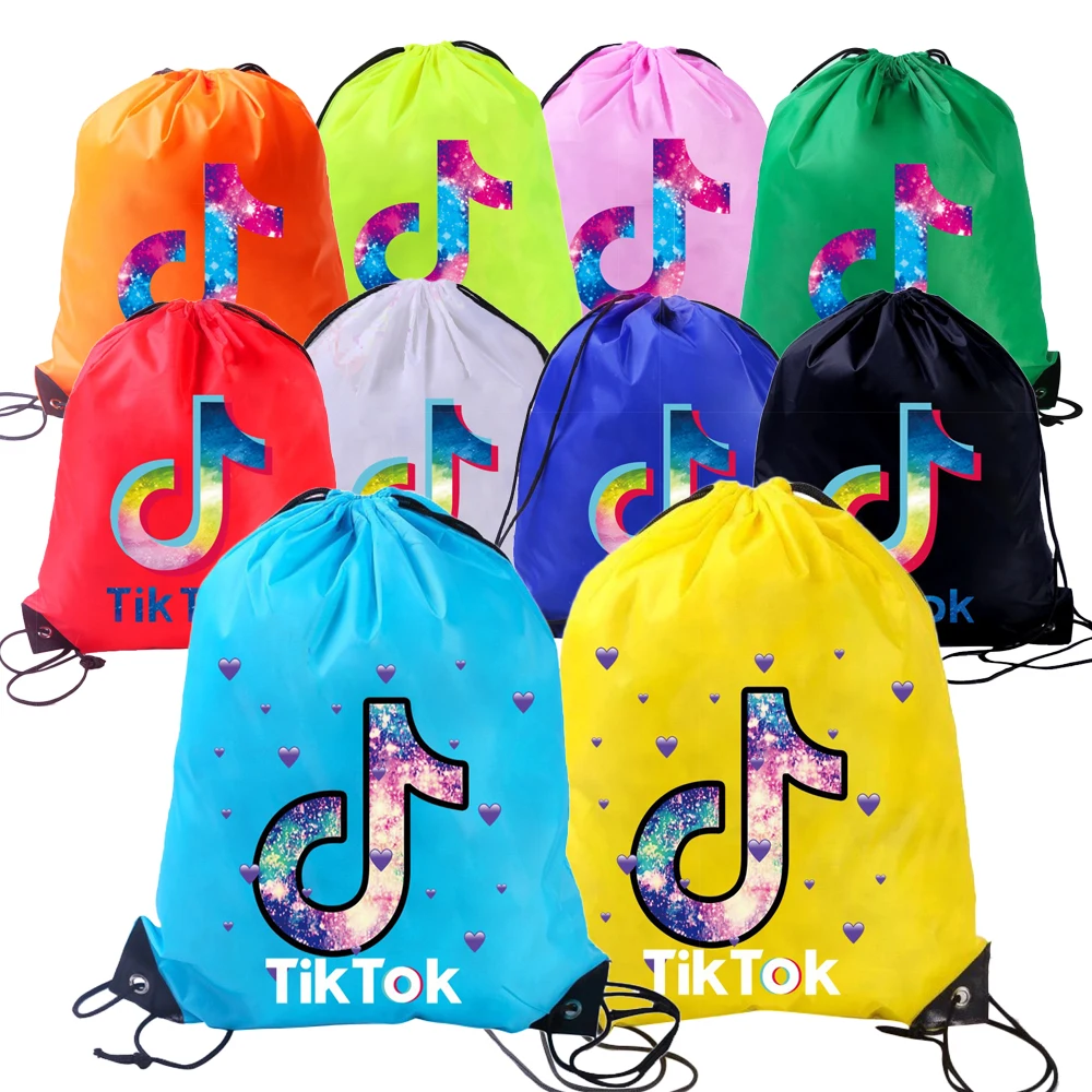 

2020 New Fashion Tik-Tok Drawstring Bags Children Birthday Party Gifts Bag Swimming Package Toys Bag Sports Pocket Backpacks