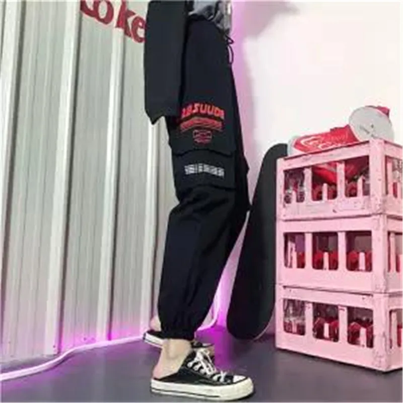 11 Хлопковые брюки-карго размера плюс, женские эластичные Pantalon с высокой талией, женские серые свободные брюки с карманами, женские уличные брюки - Цвет: 11
