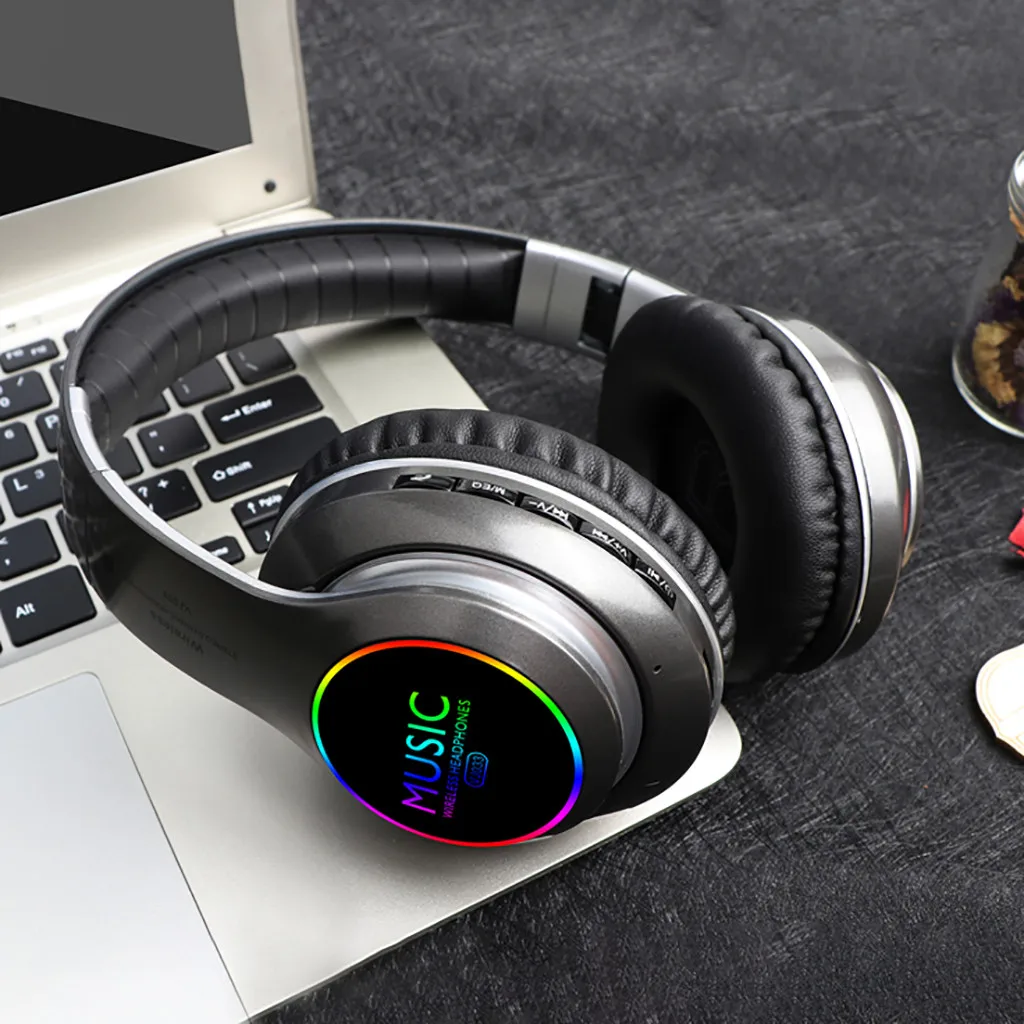 Bluetooth наушники, беспроводная гарнитура, Bluetooth музыка, спортивный штекер, мультяшный складной светодиодный, беспроводная гарнитура с аудио usb-кабелем