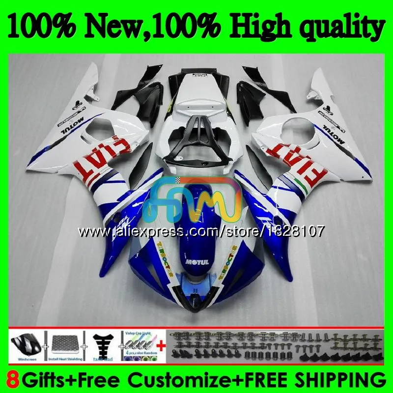 Корпус для YAMAHA YZF600 YZF R6 600CC YZFR6 03 04 05 51BS. 16 YZF 600 R 6 03-05 YZF-600 сине-белые YZF-R6 2003 2004 2005 обтекатель - Цвет: No. 1